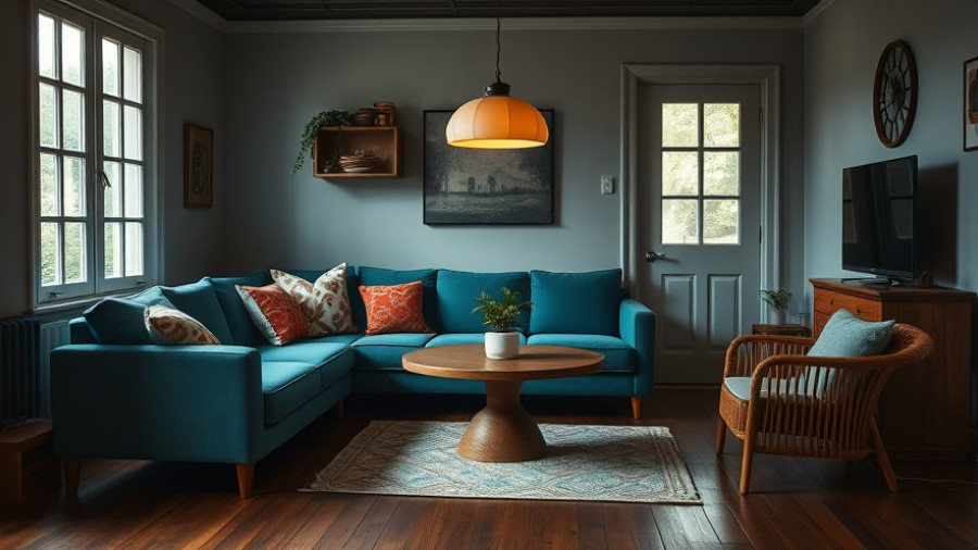 Cozy living room with mushroom lamps in home decor.