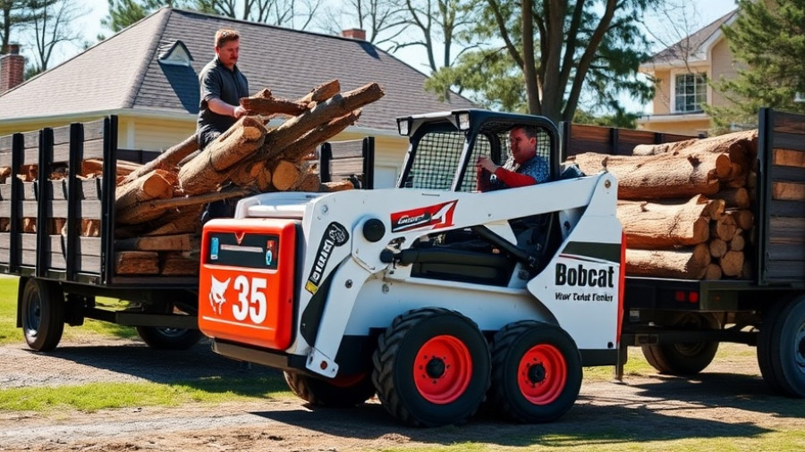 Bobcat L35 small articulated loader operating in a residential area.