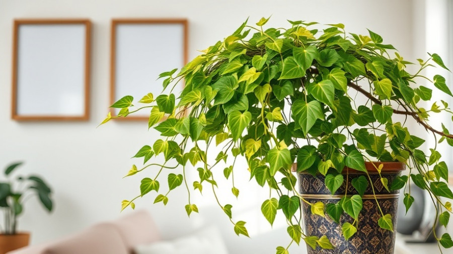Lush Devil's Ivy plant with trailing vines indoors