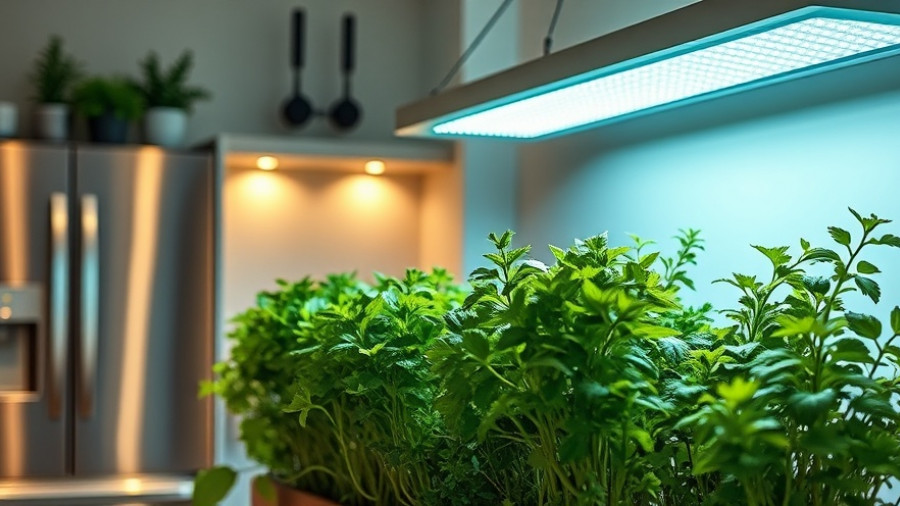 Modern grow light setup for herbs in contemporary kitchen, best grow lights of 2025.