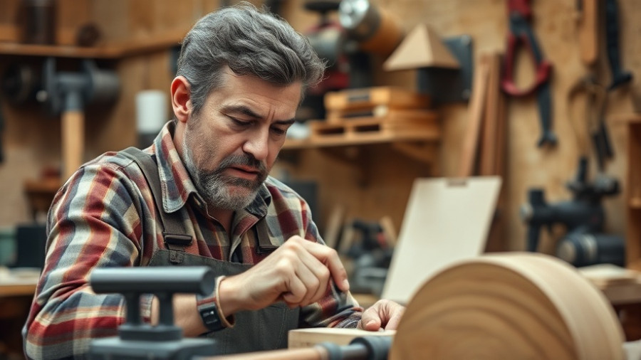 Family Handyman Creators Program artisan using a lathe in a workshop.