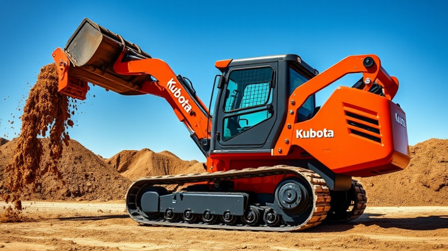 Kubota SVL65-2s pouring dirt at a sunny construction site.