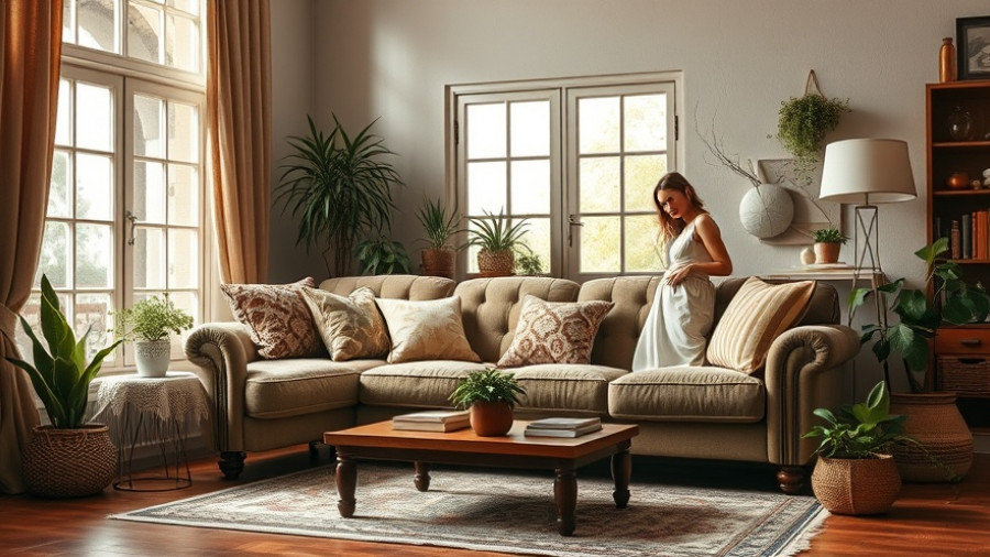 Cozy living room using reused materials in home design.