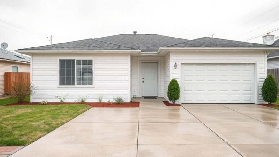 Simple suburban house exterior before a retro curb appeal makeover.