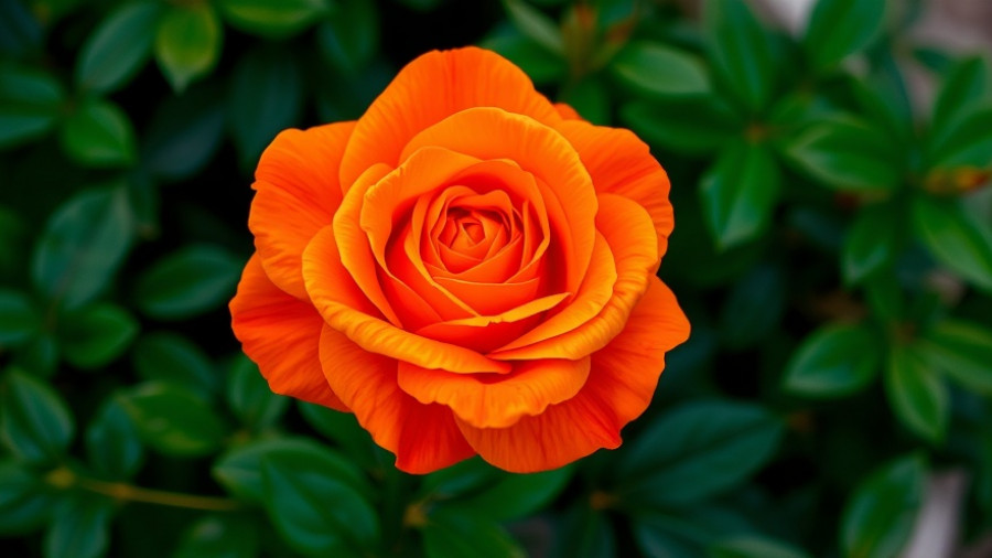 Ruffled Romance Rose in lush green foliage.