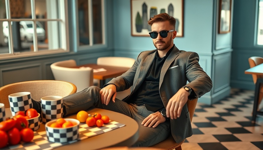 Man with Henry Holland ceramics in colorful dining room