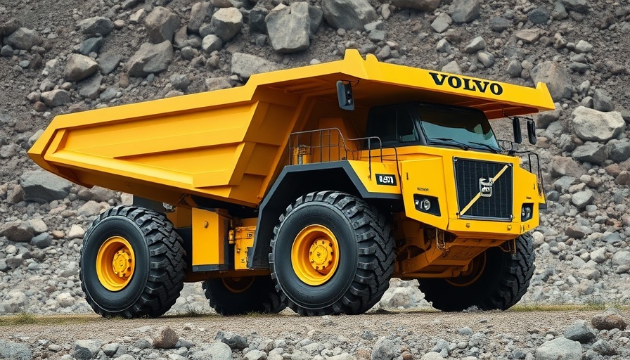 Volvo A50 articulated dump truck features with rugged terrain.