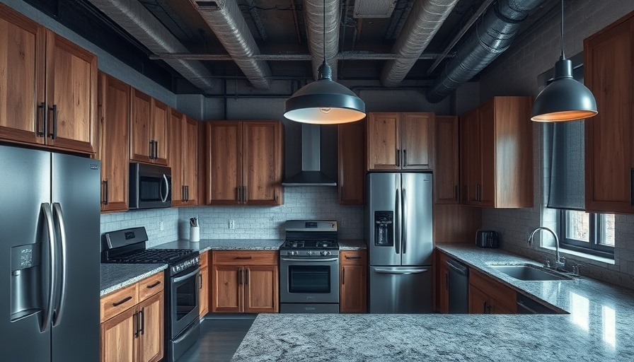 Modern kitchen with wooden cabinets and pendant lighting.