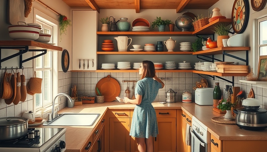 Elevated kitsch kitchen design with vintage elements and cozy ambiance.
