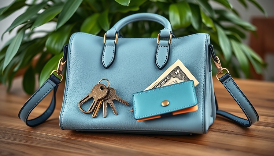 Purse Bowl organization hack with purse, keys, and wallet on table.