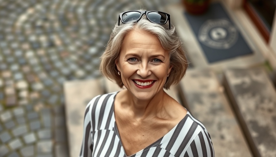Helma Bongenaar's thrifty design philosophy, smiling woman on steps.