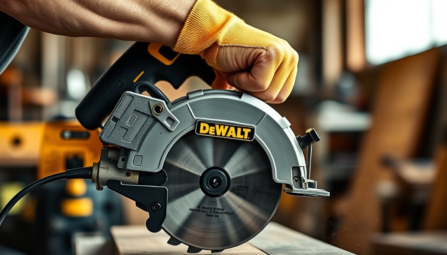 DeWalt power tool being used in workshop, highlighting precision.