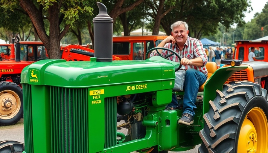 Vintage Tractor Enthusiast with John Deere, Outdoor Exhibit