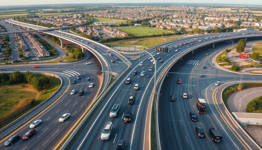 Aerial view of highway intersection illustrating infrastructure.
