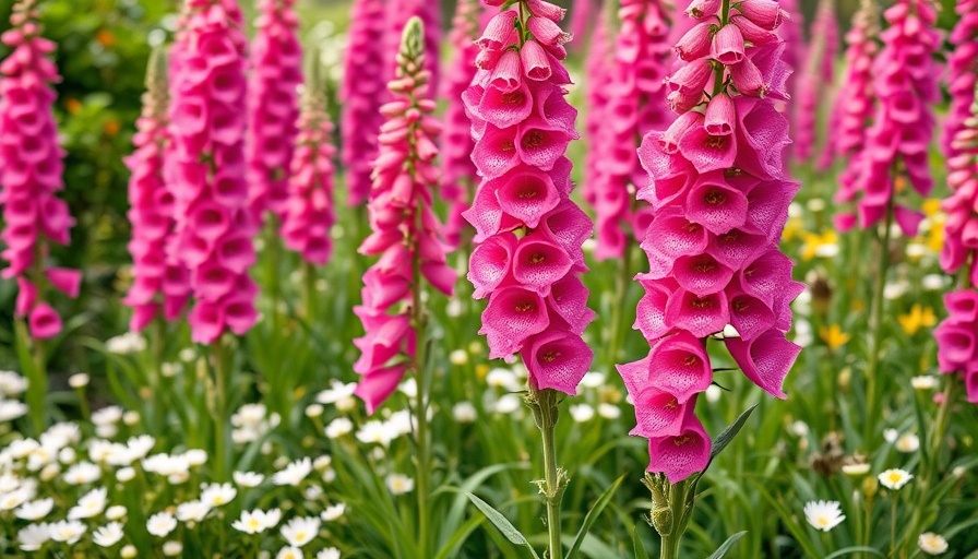 Vibrant pink foxglove flowers blooming in a garden for pest control.