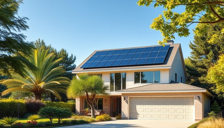 Efficient home cooling with solar panels on suburban house
