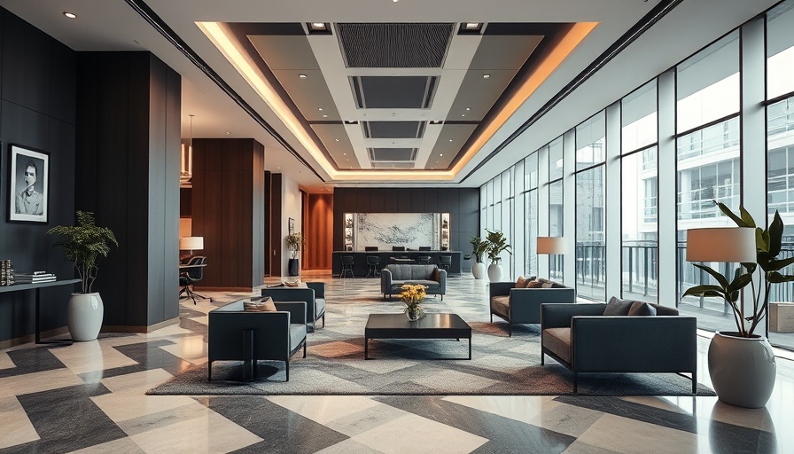 Modern financial office design with sleek interiors and a spiral staircase.