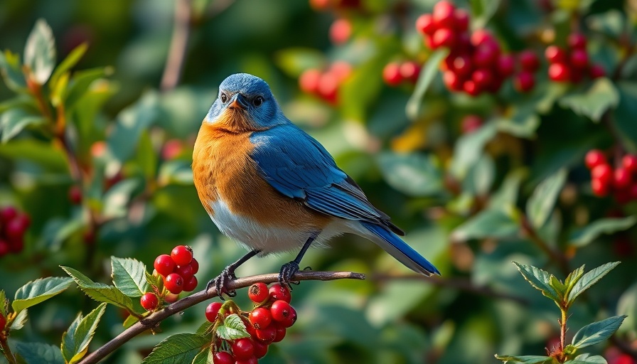Bluebird in naturalistic garden layouts, vibrant nature scene.