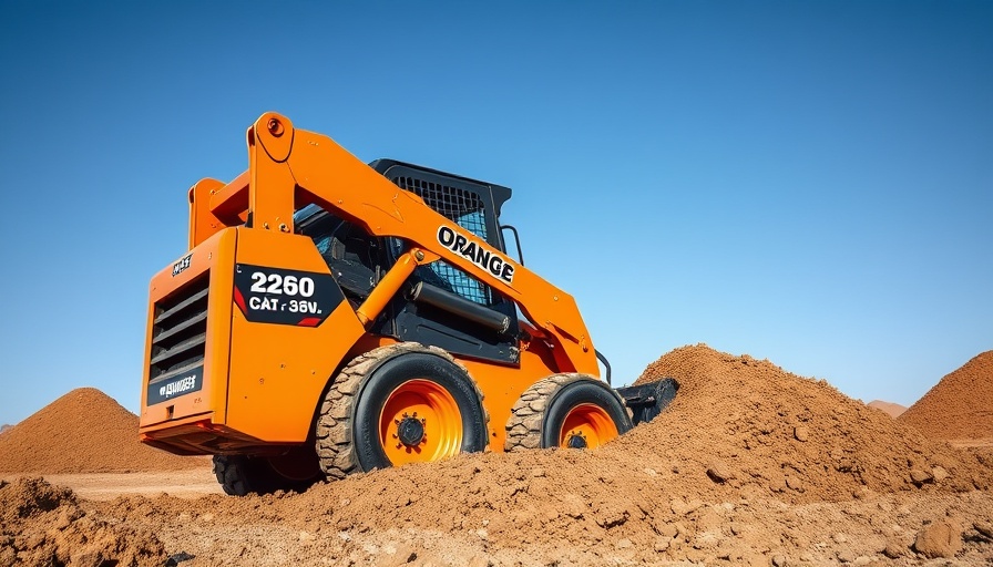 Case CE B Series skid steer loader moving soil on construction site.