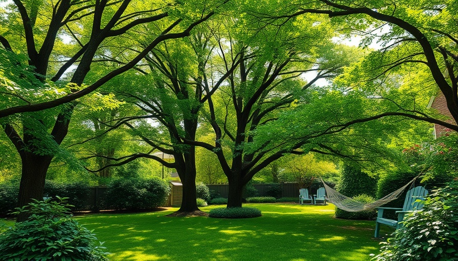 Lush backyard with best trees for privacy and shade.