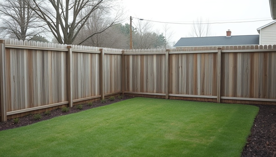 Plain backyard before makeover with wooden fence and grass.