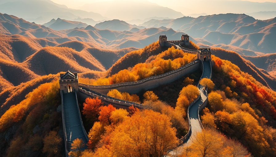 Scenic autumn Great Wall landscape, famous landmarks in your landscaping.