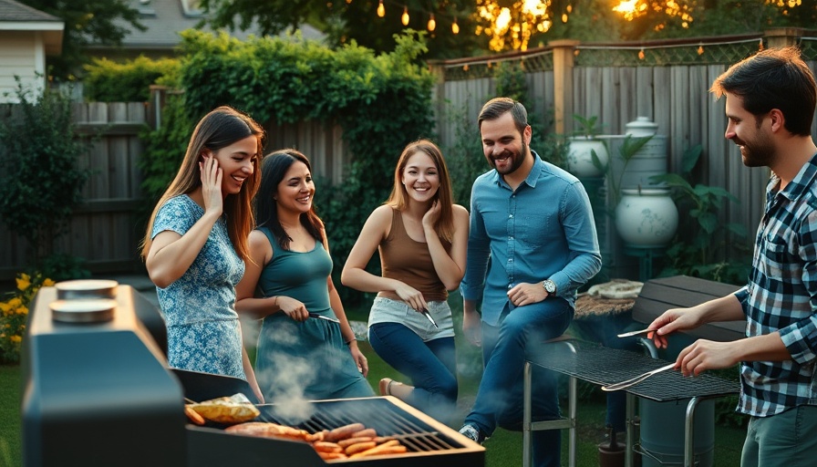 Friends enjoying BBQ recipes outside for National BBQ Day.