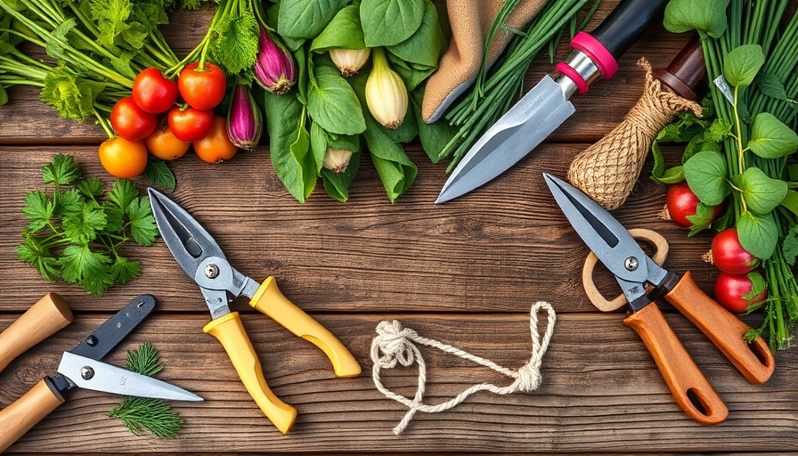 Garden tools and plants on wooden table. Find gardening supplies for free.