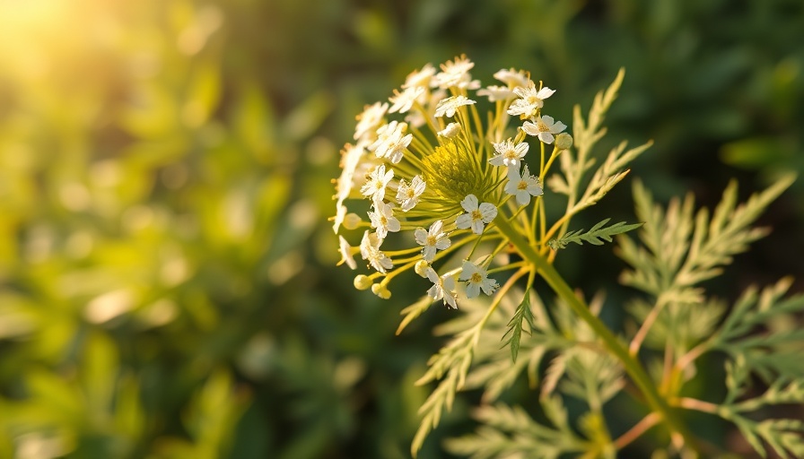 Close-up of poison hemlock in Tennessee with delicate white flowers.
