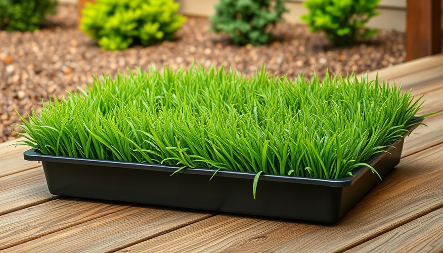 Tray of lush grass for sandy soil on deck