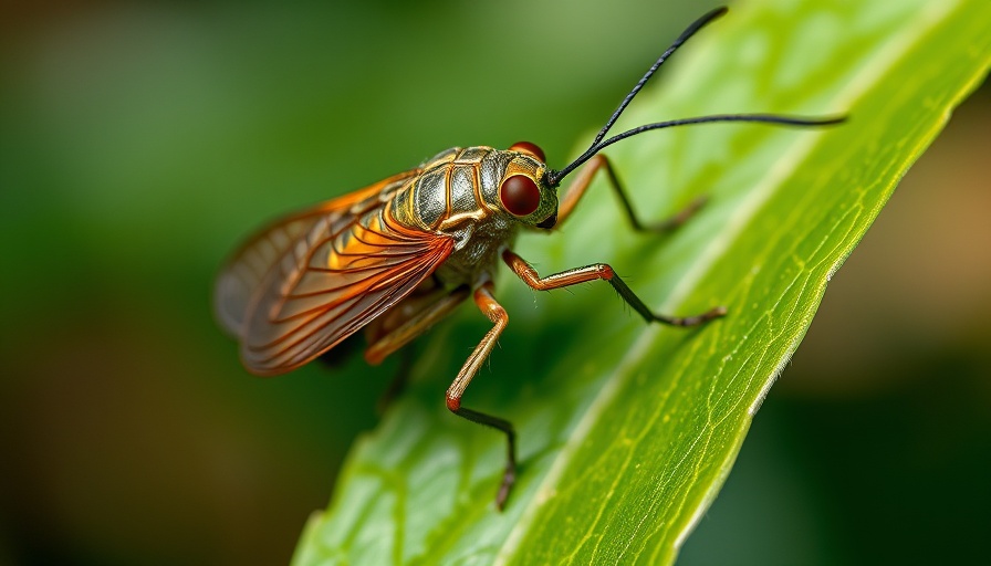 Vibrant cicada on a leaf marking its return after 17 years.