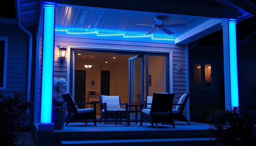Vibrant porch with the best outdoor LED strip lights illuminating.