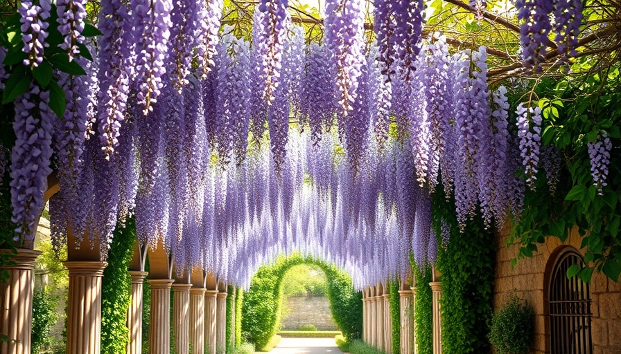Flower tunnels for outdoor beauty with cascading wisteria.