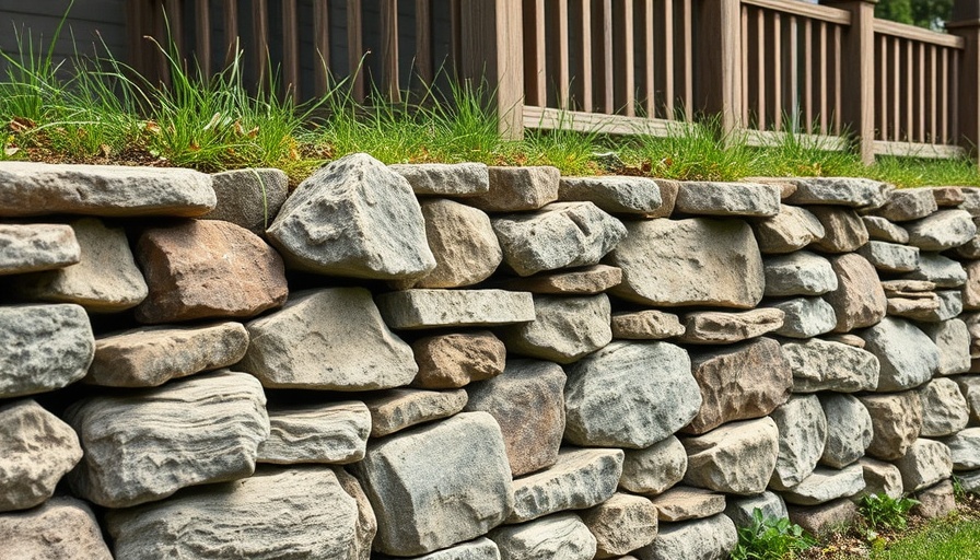 Aged retaining wall showing signs of failure and wear.