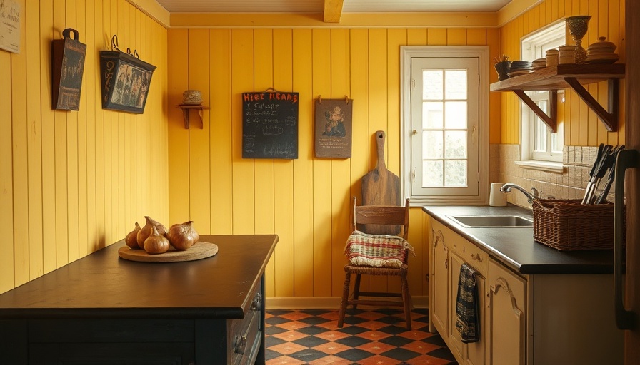 Charming rustic kitchen with vintage decor and checkerboard tiles