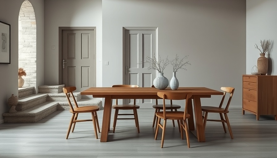Rustic dining space exemplifying armchair travel charm with minimalistic design.