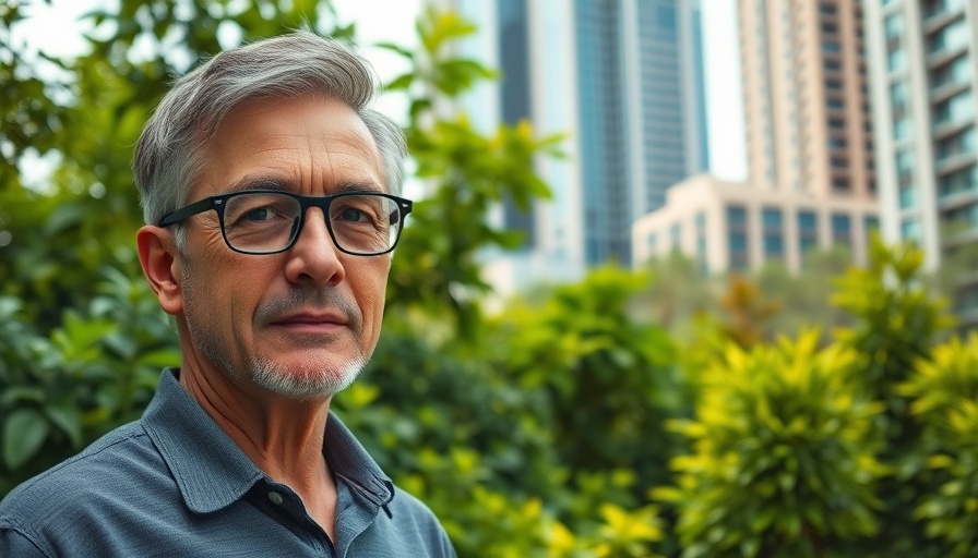 Middle-aged man with glasses standing in front of green foliage, Ecological Gardening Tips.