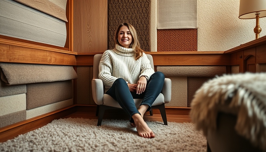 Stylish woman in textile-designed room for home inspiration.