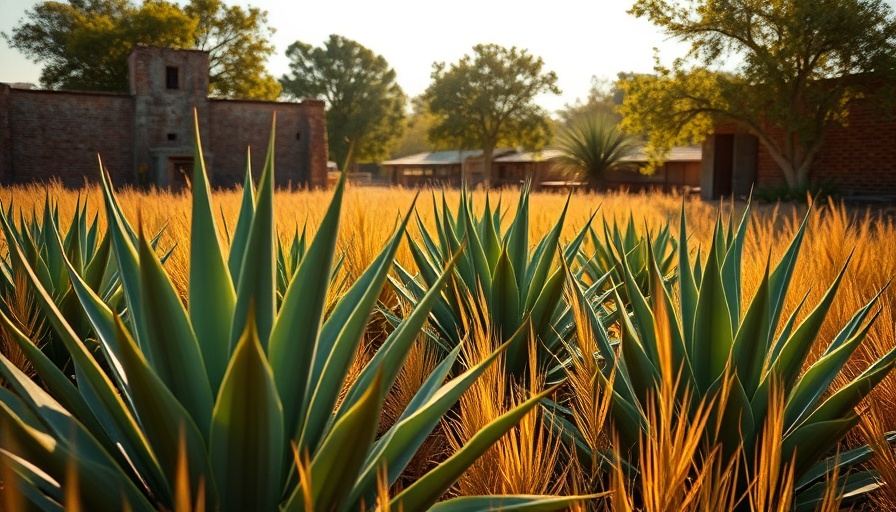 Lush agave plants in sunlit field for making syrup.
