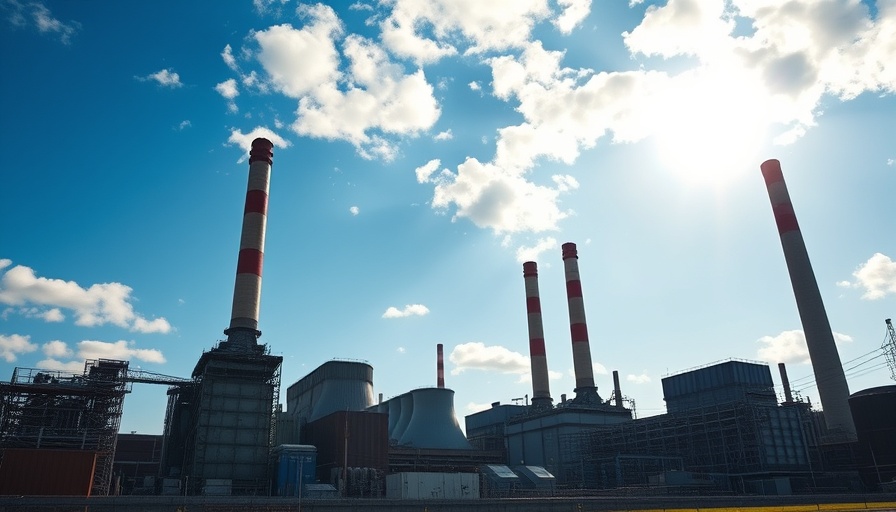 Industrial plant with smoke stacks under blue sky, DOE cancel carbon capture awards.