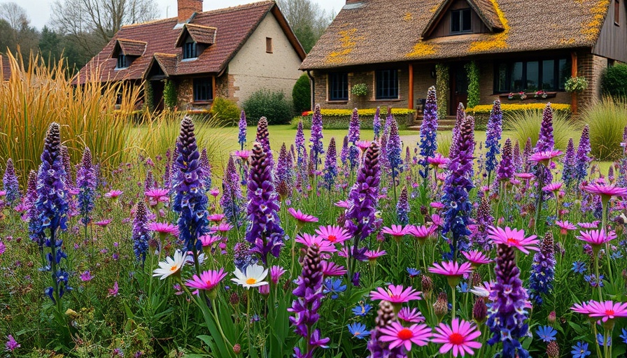 Piet Oudolf garden ideas with vibrant wildflowers and rustic cottages.