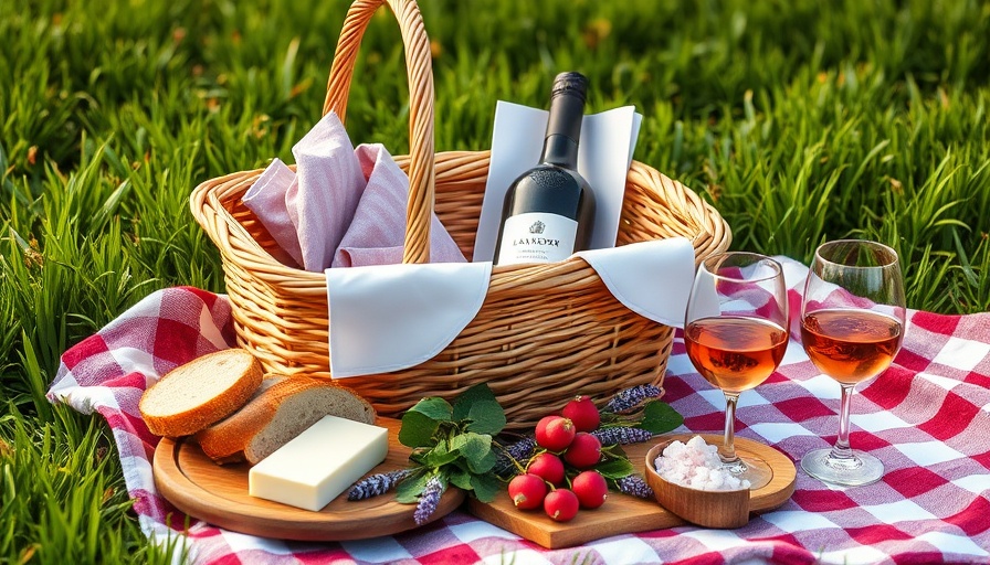 Picnic must-haves include a wicker basket and gourmet delights.