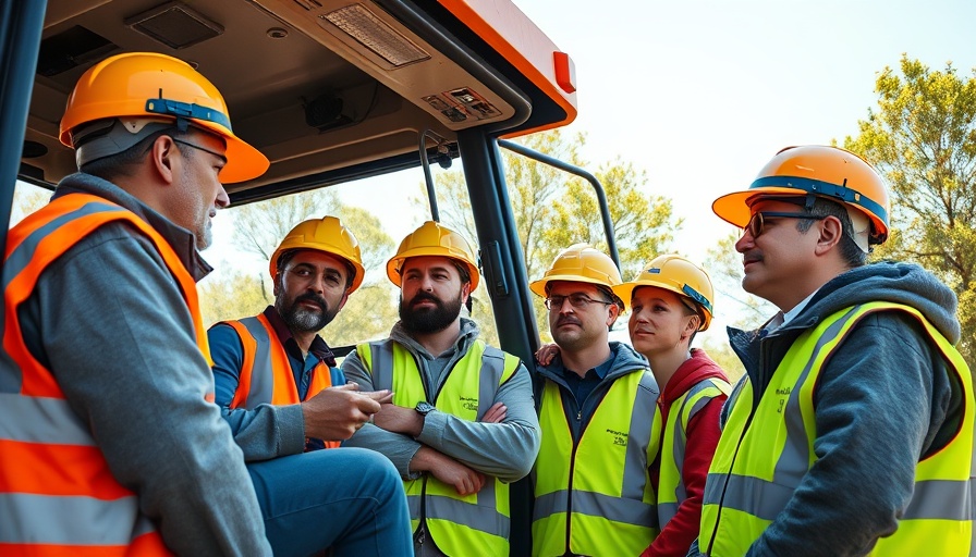 Construction workers learning from an instructor on site, construction training programs.