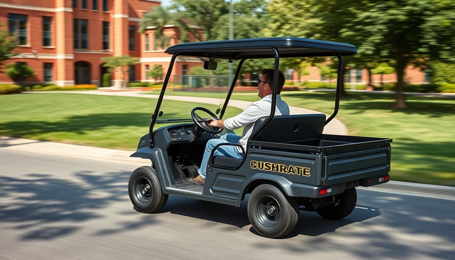 Cushman Hauler XL utility vehicle on campus road.