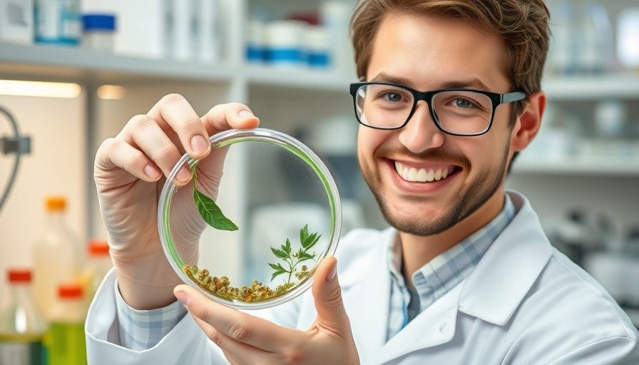 Scientist with plant sample in lab highlighting cryopreservation in plant conservation.