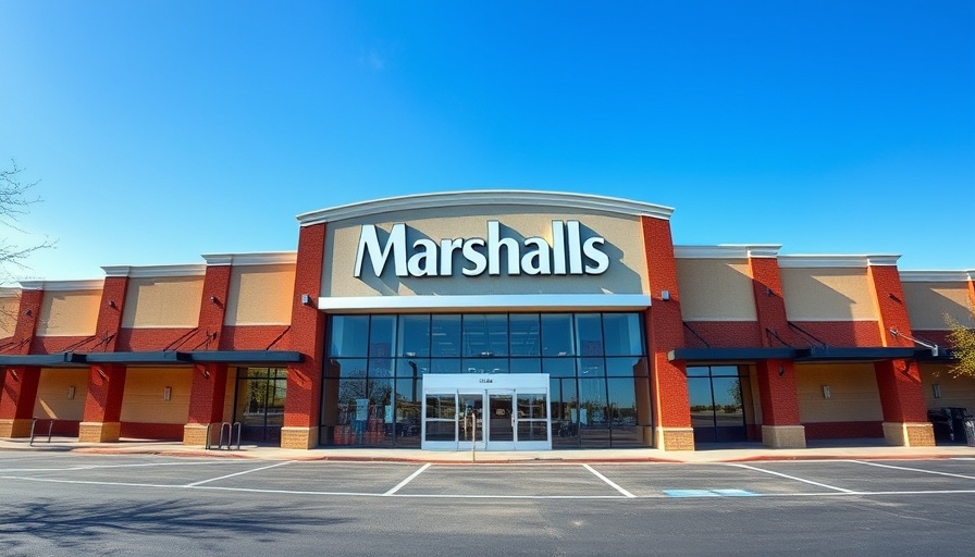 Front view of Marshalls store with glass and brick facade.