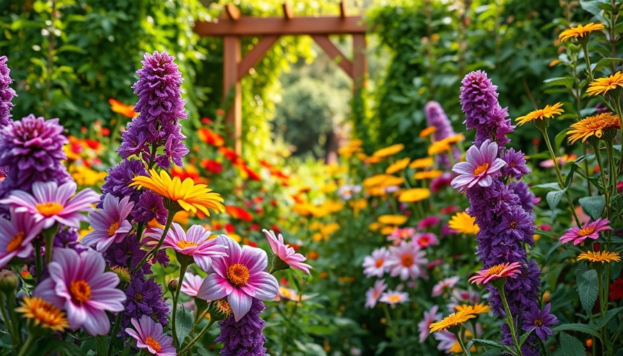 Vibrant garden with late summer flowers in full bloom