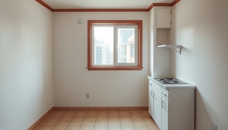 Outdated kitchen before budget-friendly makeover, simple and unfurnished