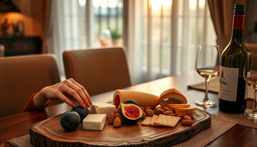Casual dining with cheese plate and wine, hosting tips to avoid.
