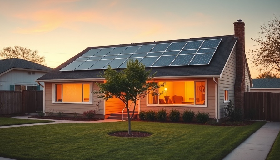 Mid-century suburban house with postwar design elements and solar panels